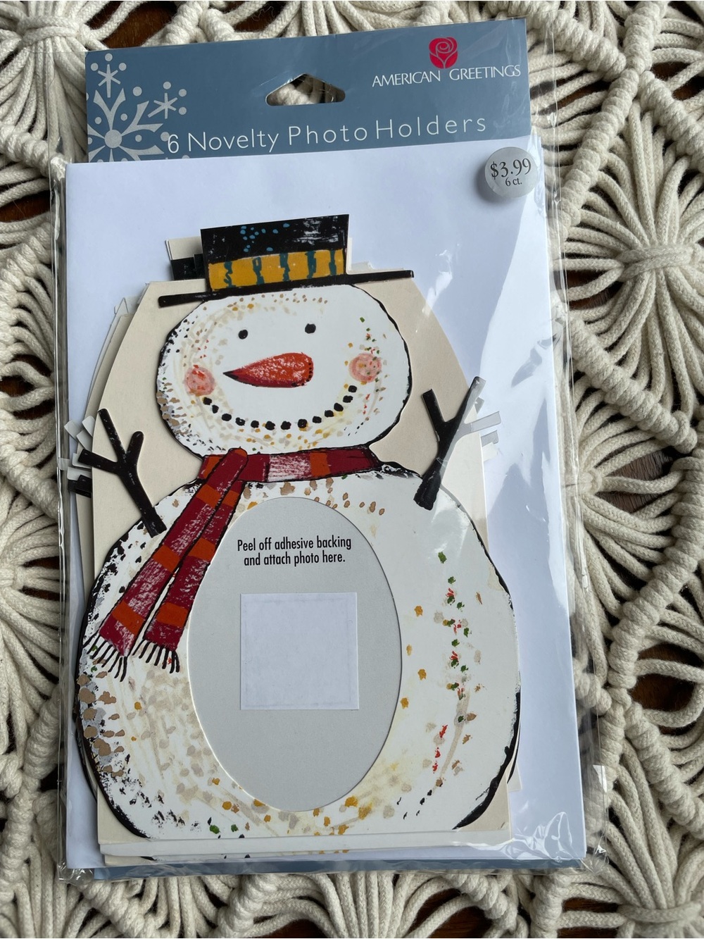 American Greetings Cream Snowman Photo Holders with Red Scarf (12 packs of 6)